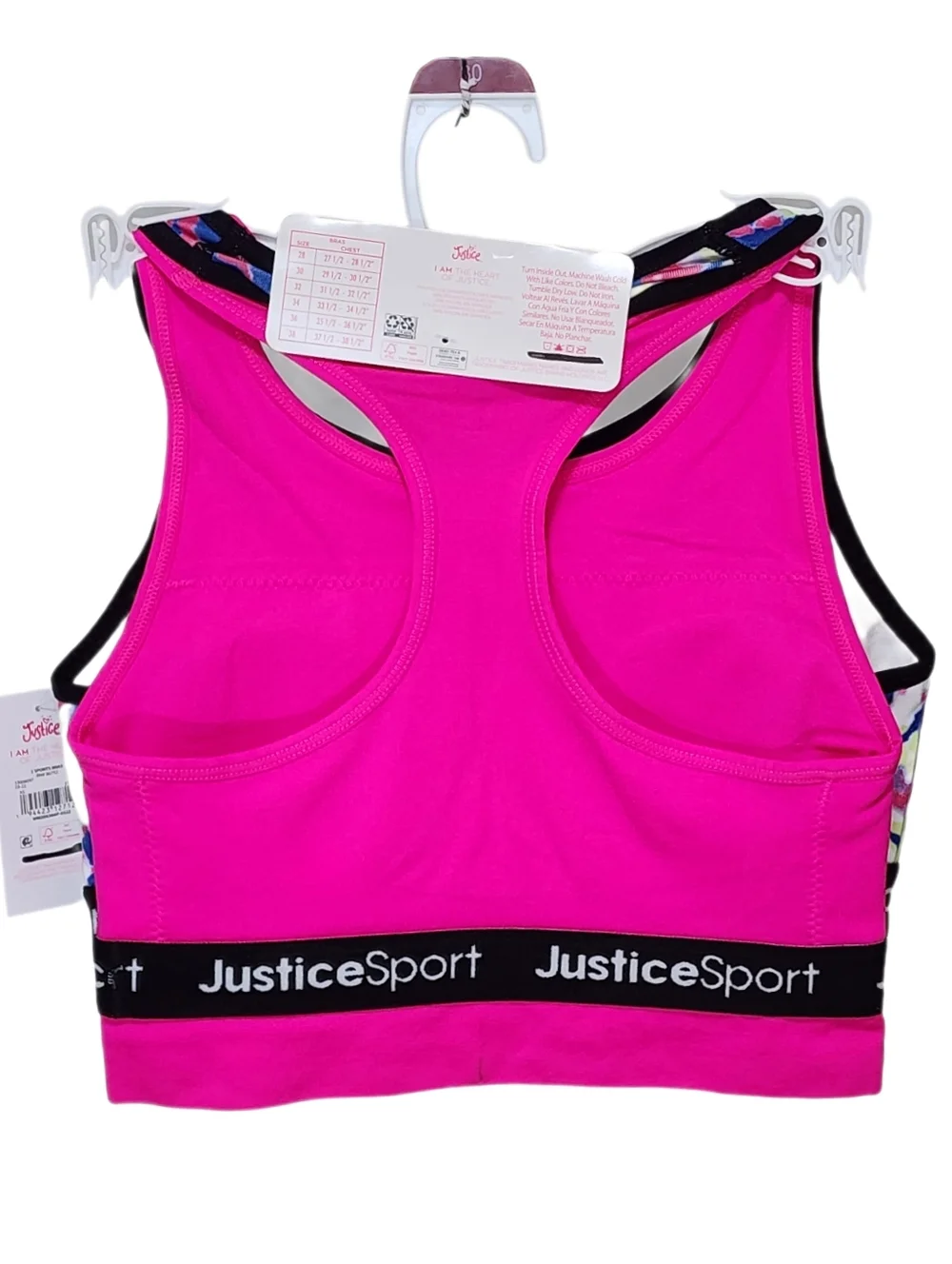 Justice Girl's Seamless Longline 2-pack Sport Bra Multicolor Removable Pads 30.